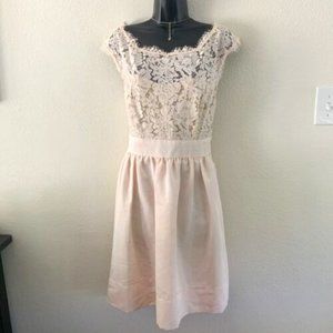Eliza J Cream Lace Fit-and-Flare Prom Dress